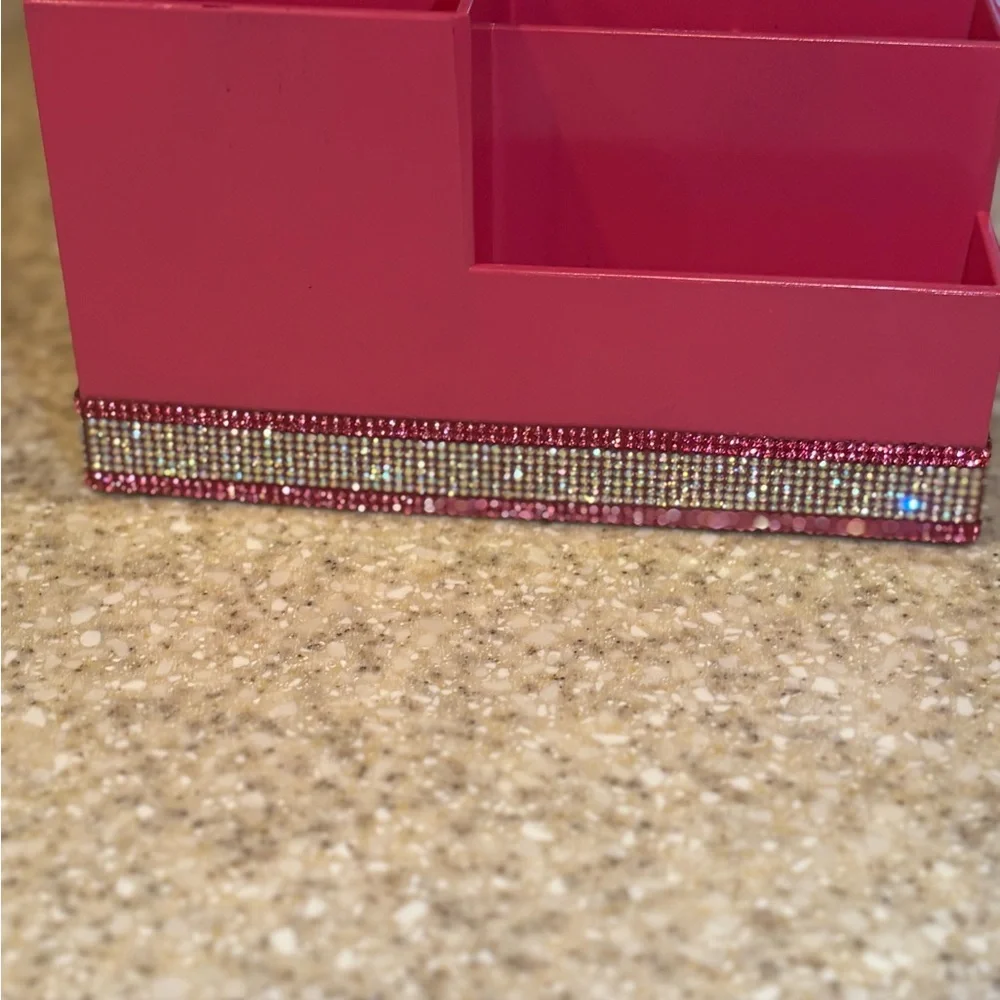 Pink Decorative Organizer with Rhinestone Trim!